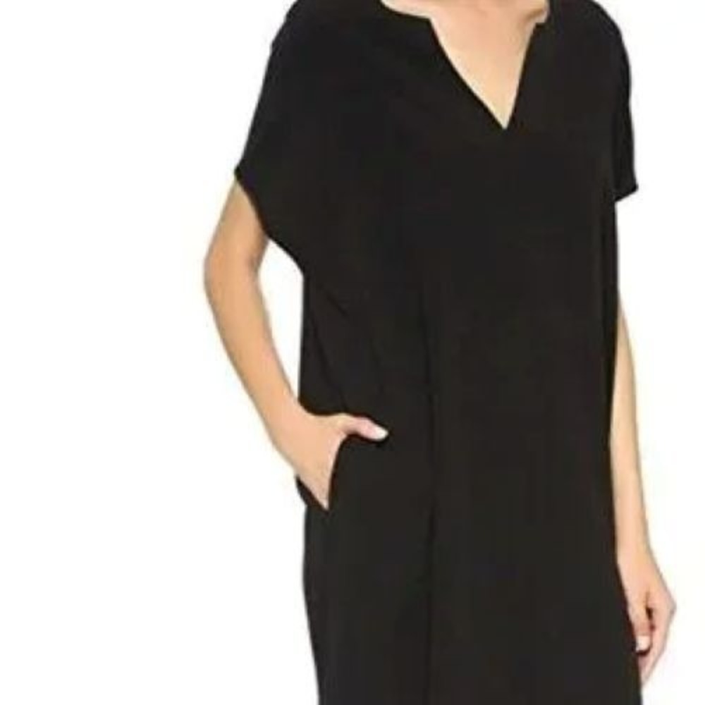 DVF DIANE VON FURSTENBERG Oversized Slit Pocket V-Neck Pullover Dress Kora Sz S